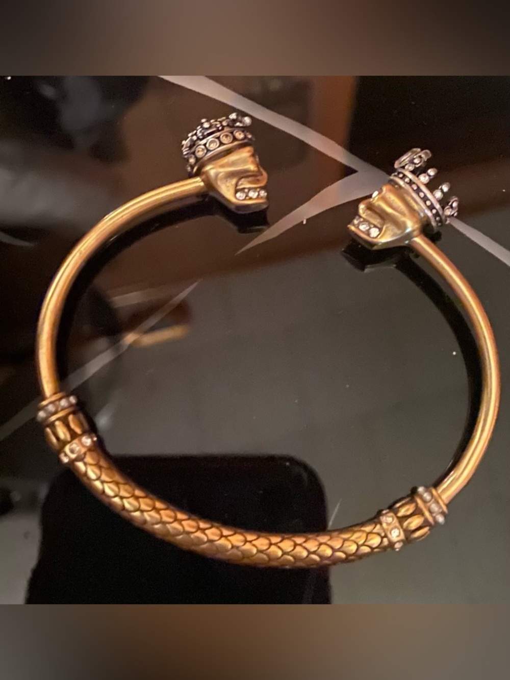 Alexander McQueen gold tone Crown Head Cuff Bracelet